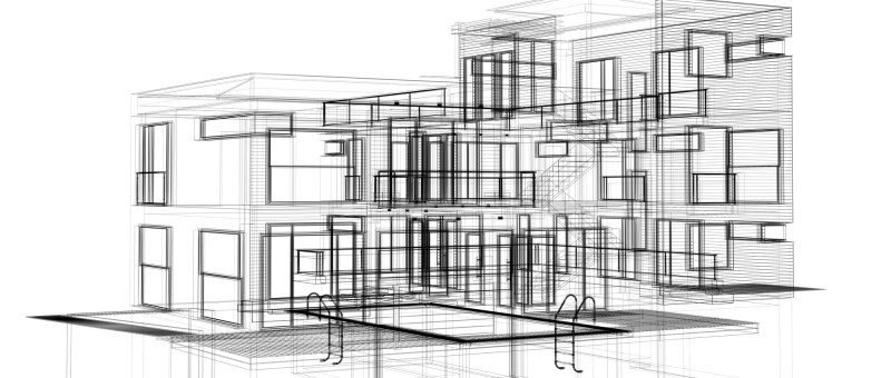 3D Sketch architecture abstract house